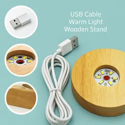 zokroostore 3D Galaxy Crystal Ball Night Lamp, USB Wooden Table Crystal Ball Study Lamp image 5