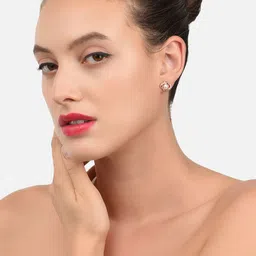 AMI Rose Gold Toned & Rose Gold Plated Set of 3 Contemporary Studs & Drop Earrings image 2