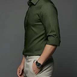 voroxy Men Regular Fit Solid Spread Collar Casual Shirt image 3