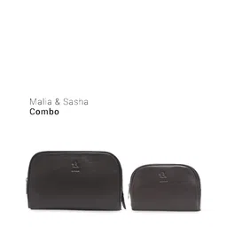 Kara Set Of 2 Brown Leather Toiletry Bags image 5