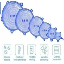 qinpin Stretchable/Reusable Flexible Silicone Lid fits on All Container Bowl Food Cover 2.6 inch Lid Set image 2