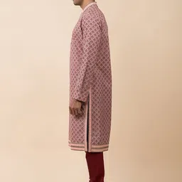 Tasva Men Maroon Floral Printed Kurta with Churidar image 2