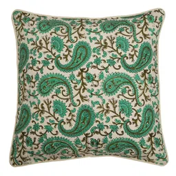 Mryga Green & Cream Ethnic Motifs Cotton Square Cushion Covers image 2