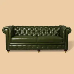 three sixty Chesterfield Leather Three Seater Sofa in Olive Green Colour-picture-16