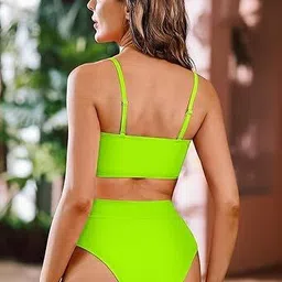 geetarts Hot bikini Embroidered Women Bikini Green Swimsuit image 5