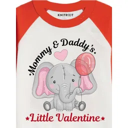 KNITROOT Kids Red & White Printed Little Valentine Romper image 2
