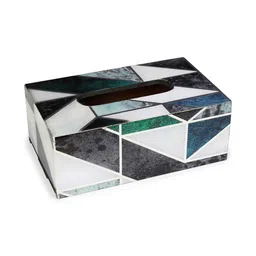 the home co. Shades Of Green & Gold MDF Wood New Mosaic Tissue Box image 4