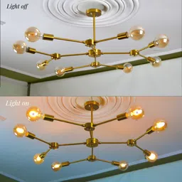 prop it up 8 Lamp E27 Modern Style Brass Finish Mid Century Semi Flush Mount Type Sputnik Chandelier Ceiling Lamp image 4