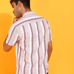 mildin Men Regular Fit Striped Spread Collar Casual Shirt image 2