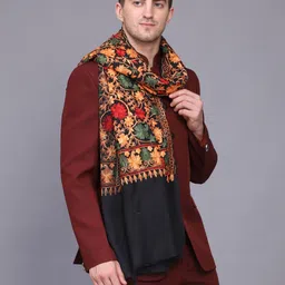 WEAVERS VILLA Acrylic, Wool Embroidered Men Shawl image 4