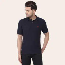 red tape Men Solid Polo Neck Pure Cotton Dark Blue T-Shirt-picture-12