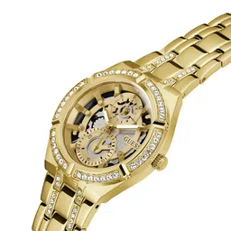 GUESS Women Skeleton Dial Stainless Steel Bracelet Style Straps Analogue Watch GW0604L2 image 3