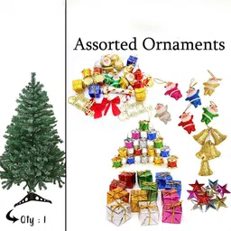 eCraftIndia Green 101 Pcs Artificial Christmas Tree With Stand & Decoration Festive Decor image 4