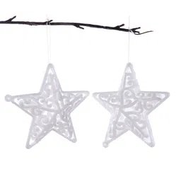 TAYHAA 2 Pcs White Patterned Stars Christmas Decor image 3
