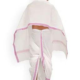 Exotic India Woven design Cotton Dhoti & Angavastram image 3