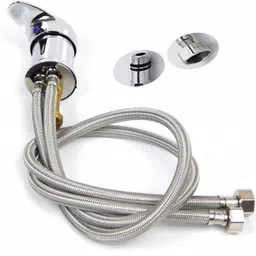 luvbath fitting Tap Shower Hose 45cm(18 inch) Polymide | Grey | Durable Replacement Hose for Dish Spray & Bathroom Fitting | Leakproof & Flexible | M10/1 x 1/2 Inch Hose Pipe image 5