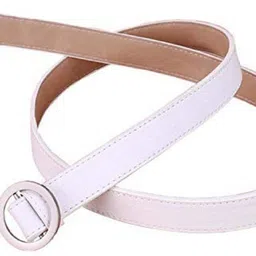 Women White Artificial Leather Belt-image-6