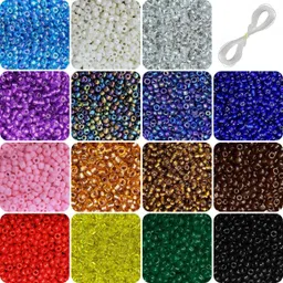 indikonb Glass Beads Set - 8/0 Size (3mm) - 15 Colors, Ideal for Jewelry & Embroidery-picture-26