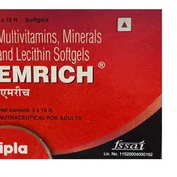 cipla Emrich multivitamins , minerals and lecithin softgels capsule 10*3 Pack of 2-picture-10