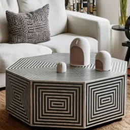 casagold Hexagon Bone Inlay Coffee Table In Black Finish-picture-36