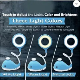 akr Dolphin Fish Design Rechargeable LED Touch On/Off Switch Desk Table Lamp Study Lamp image 2