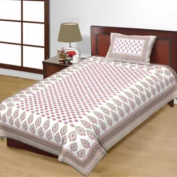 hntraders 144 TC Cotton Single Jaipuri Prints Flat Bedsheet image 2