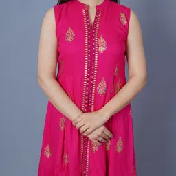 annsh apparel Floral Print Viscose Rayon Stitched Flared/A-line Gown image 5