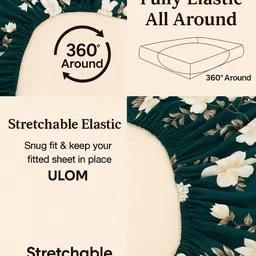 ulom Woolen Queen Fitted (Elastic) 350 TC Floral Bedsheet image 4