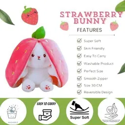 sparknest Strawberry Bunny Soft Toy - 25 cm image 5