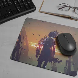 ARTOLIC concept man with robotic arm standing ruined Mouse Pad for Office & Gaming Non Slip Base Mousepad image 3