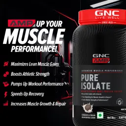 GNC AMP Pure Isolate Low Carb | Boosts Athletic Performance | Builds Lean Muscles | Speeds Up Recovery | Increases Strength | USA Formulated | 25g Protein | 6g BCAA | Cookies & Cream image 5