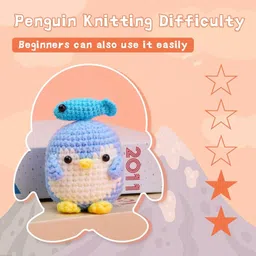 hasthip DIY Crochet Art Kit Cute Stuffed Penguin Material Kit Beginners Crochet Gift image 5