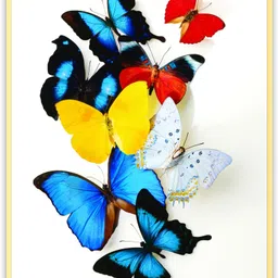 saf Butterfly modern art Sparkle Lamination Finished Surface Golden Slim Frame Ink 20 inch x 14 inch Painting image 2