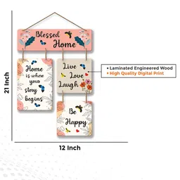 ArtVibes Pink & White Blessed Home Printed Wooden Wall Hanging image 4