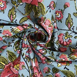 Texstylers Red & Blue Floral Anti-Slip Cotton 6-Seater Rectangular Table Cover image 5