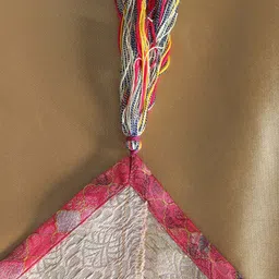 ZEBA Cream & Pink Borcade Silk 6 Seater Table Covers image 4