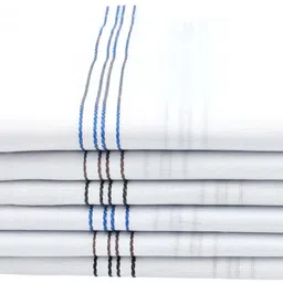 PEARLPLUS Mens white Hanky, Quick Absorbent, All Day Use ["White Base with Color Stripes"] Handkerchief image 4