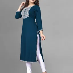patbro Women Embroidered Viscose Rayon A-line Kurta image 5