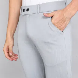 indiclub Men Relaxed Grey Lycra Blend Trousers image 5