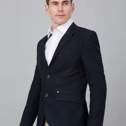 cantabil Men Self Design Single Breasted Formal Blazer image 3