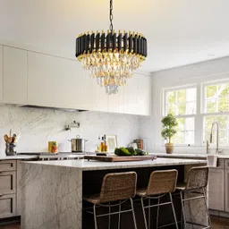 msm crystal Black gold polish metal 500m chandelier hanging ceiling pendant jhoomer Chandelier Ceiling Lamp image 3