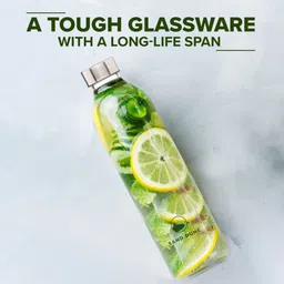 sand dune Glass water, juice bottle with Leak-Proof Airtight Stainless-Steel Cap Reusable 800 ml Bottle image 3