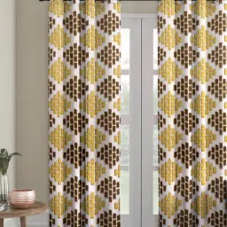 White Polyester Velvet Geometric 7FT Light Filtering Eyelet Door Curtains (Pack of 1)-image-59