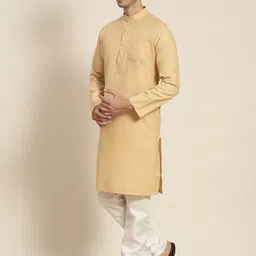 SOJANYA Men Gold-Toned Kurta with Churidar image 3