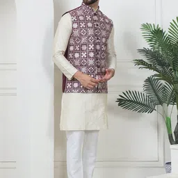 SOJANYA Striped Regular Thread Work Straight Kurta with Churidar image 4