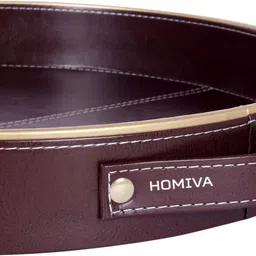 HOMIVA Round Leatherette Brown Serving (Small) Tray Serving Set image 2