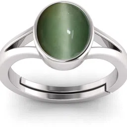 Natural 12.25 Ratti Cat's Eye Lehsuniya Gemstone Ring Alloy Cat's Eye Sterling Silver Plated Ring-image-2