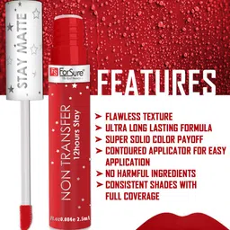 ForSure Stay Matte Non Transfer 12 Hours Stay Liquid Lipstick 2.5ml - Coral Red 101 image 5