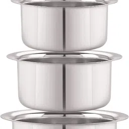shini lifestyle Stainless Steel Serving Bowl Stainless steel Bhagona, Steel Rounded Patila, milk pot and tope 3L-picture-18