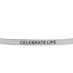 JOKER & WITCH Celebrate Life Stainless Steel Silver-Plated Mantra Band image 2